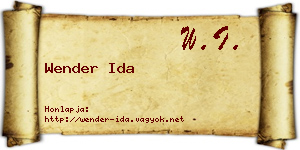 Wender Ida névjegykártya